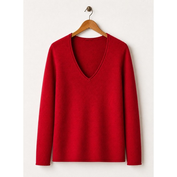 Investments Sweaters - Investments Cashmere Sweater Women Large Red V Neck Knit Quiet Luxury Preppy